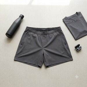 Spyder Active Shorts Mens XL Gray Grid Ripstop Lined Running Training Gym